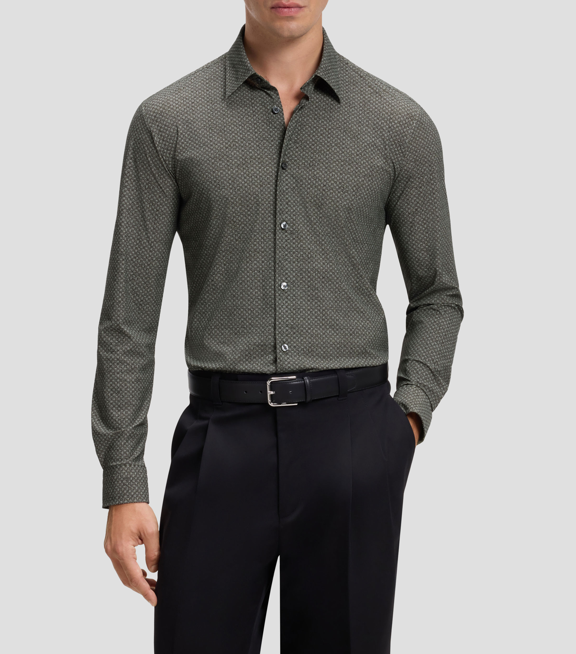 Camisa slim fit técnica en punto elástico Hombre